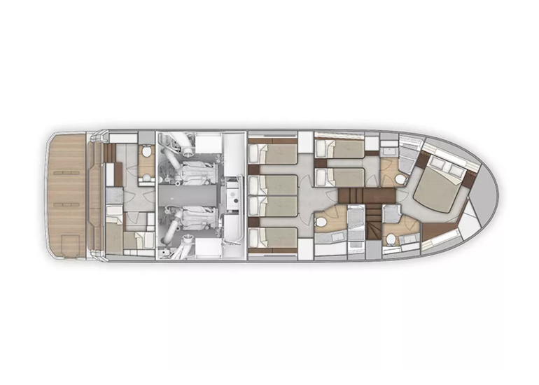 Lower deck - option 4 cabins